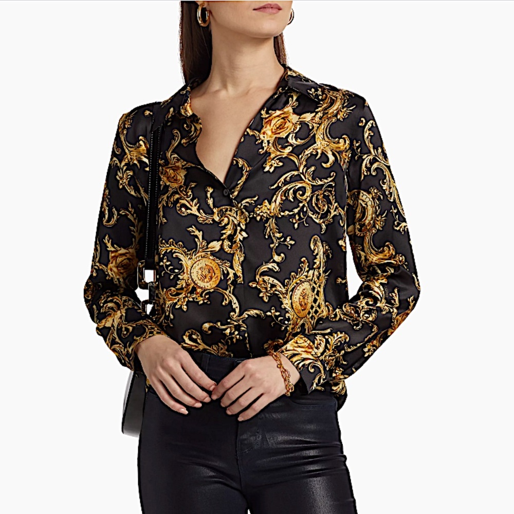 L'Agence Tyler Barocco Swirl Silk Blouse